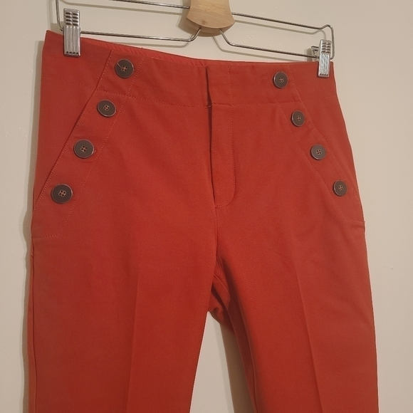 Anthropologie | Women's Red Essential Slim Pants With Side Buttons (US Size 4) - Picture 4 of 16